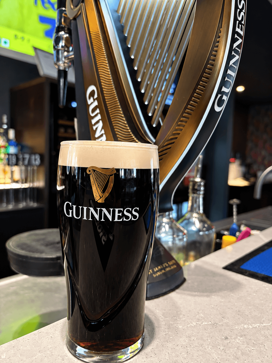 A freshly poured Guinness pint at The Publican Prestons
